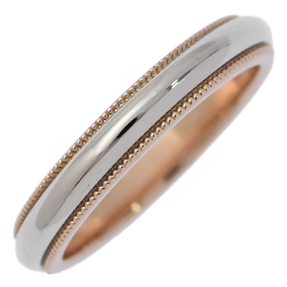 TIFFANY＆Co. ティファニー ミルグレインバンド リング･指輪 K18 750×Pt950コンビ-Kメイン-5.1g 10.5号 50.5 結婚指輪 ♀ N レディース 593456