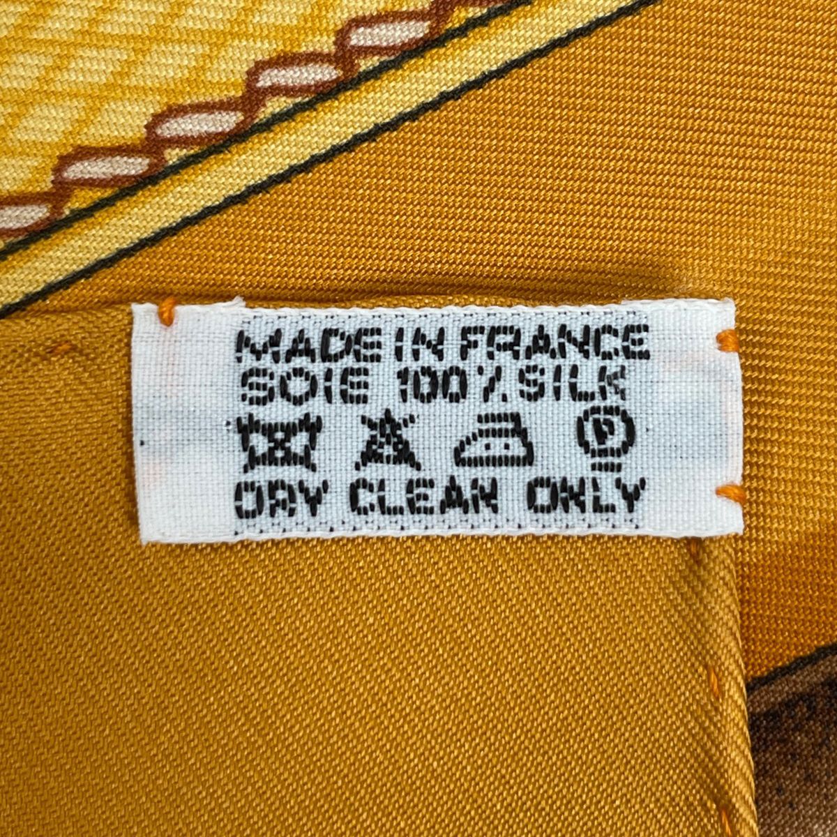 エルメス HERMES カレ 90 CANNES&POMMEAUX ステッキ柄 スカーフ シルク イエロー マルチカラー レディース