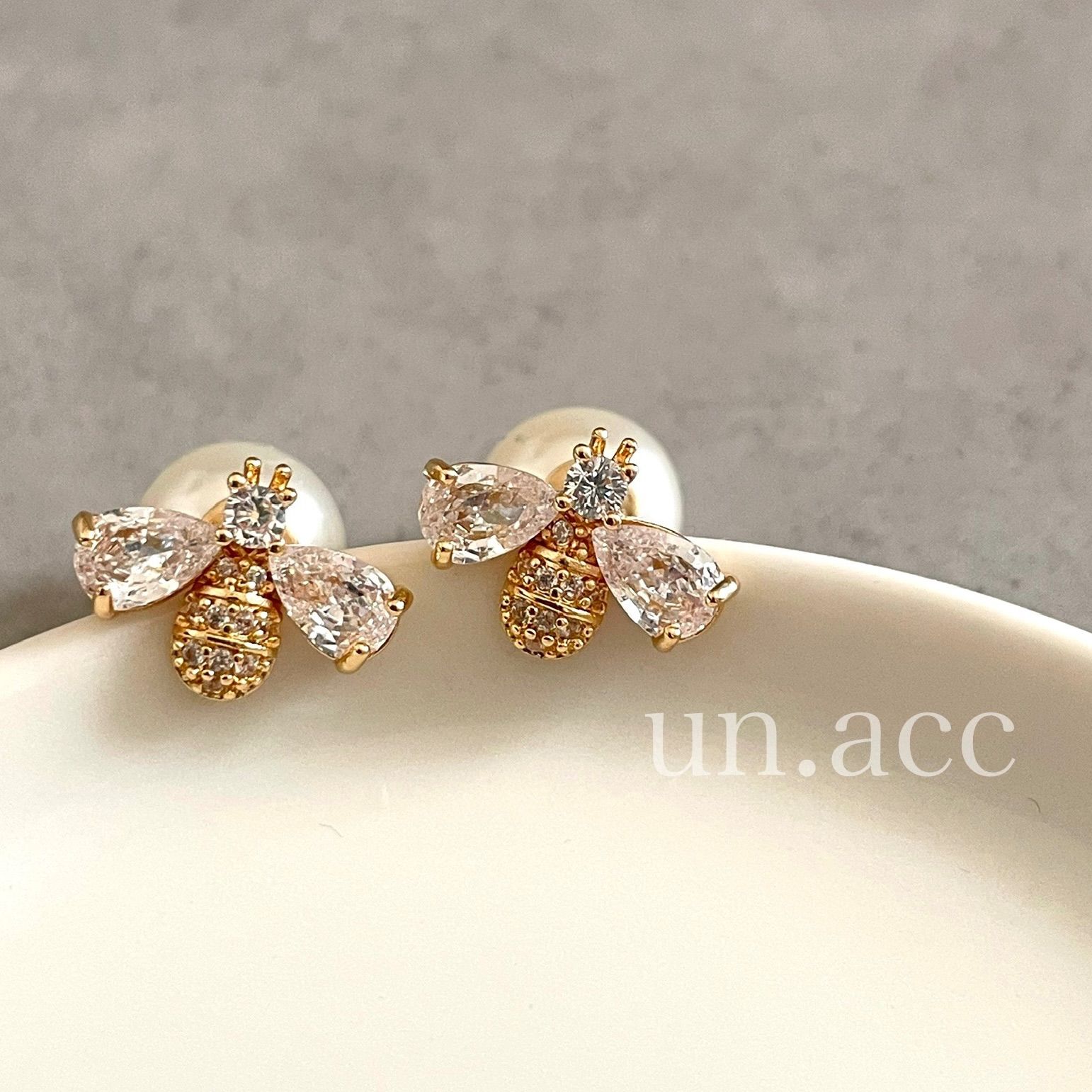 silver925 ジルコニア 蜜蜂 デザイン パール ピアス ハチ 金属 
