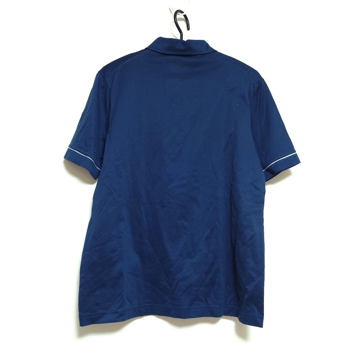 PRADA(プラダ) 半袖ポロシャツ サイズL メンズ - ネイビー×ライトブルー