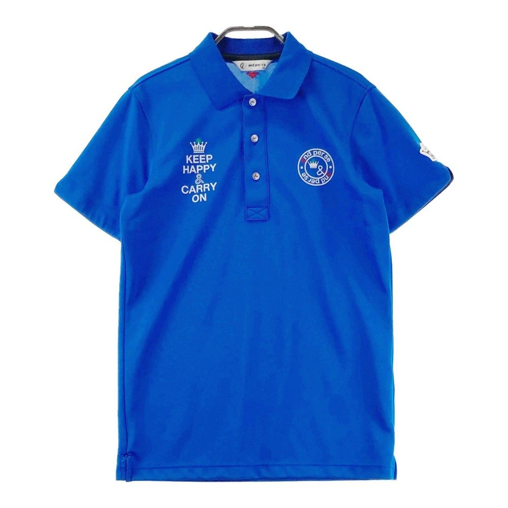 サイズ：M AND PER SE アンパスィ 半袖ポロシャツ ワッペン ブルー系