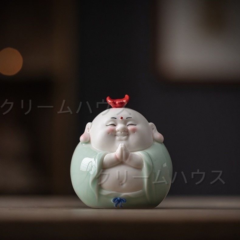 弥勒仏 布袋様 置物 セラミック オブジェ 豪華 魔除け 幸運 金運