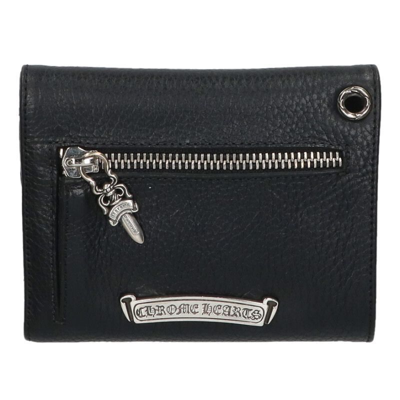 クロムハーツ 財布 WAVE CROSS BALL/ウェーブ クロスボールボタンレザーウォレット財布 中古 SJ02 CHROME HEARTS クロムハーツ WAVE CROSS BALL ウェーブクロスボール
