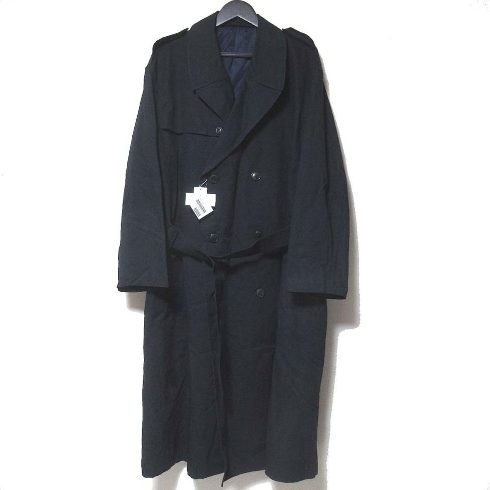 未使用 Y's for men ワイズフォーメン 赤ラベル ヨウジヤマモト ダブルブレスト ベルテッド トレンチコート ロングコート ダークネイビー メンズ 古着 中古 USED