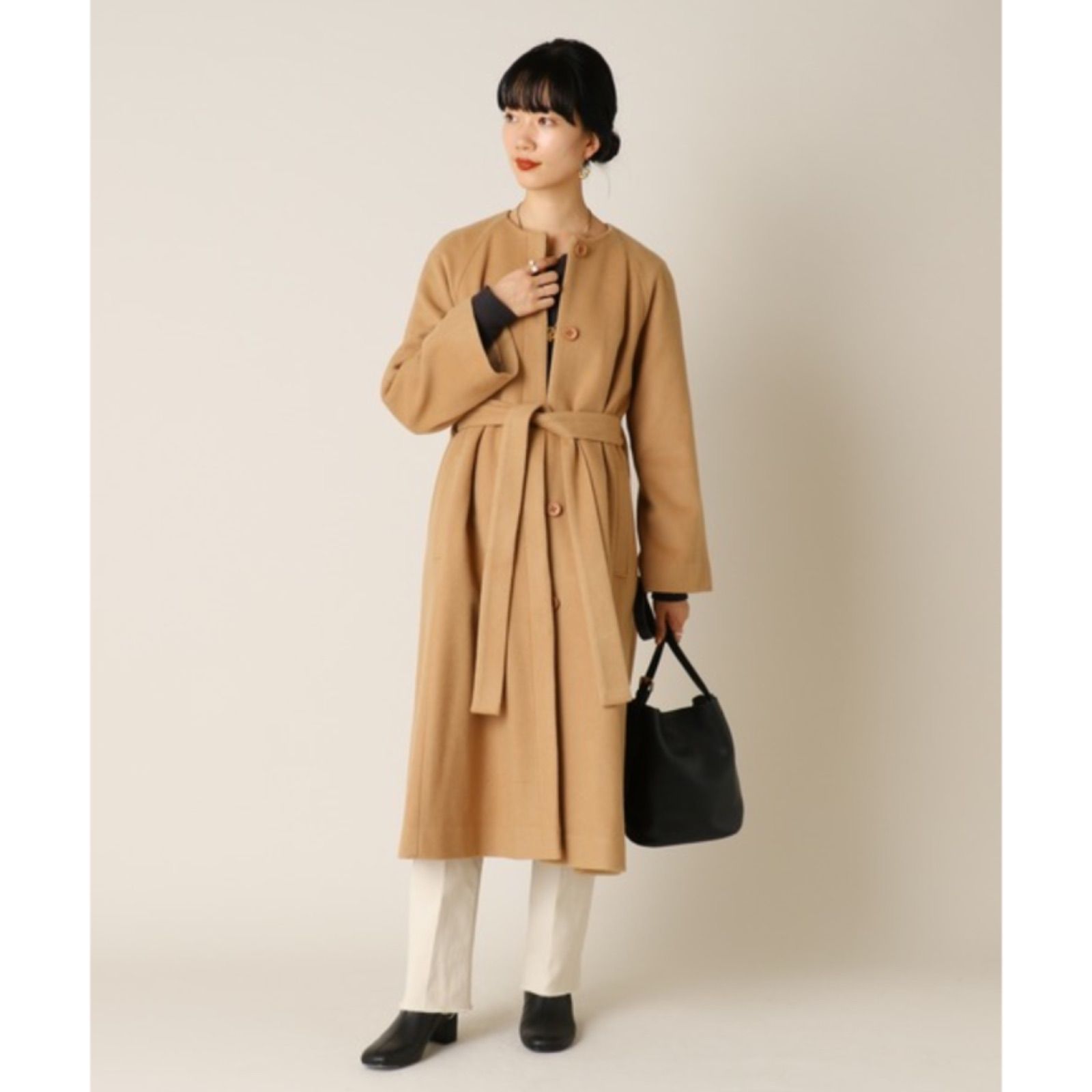 SHENERY シーナリー ベルテッドノーカラーコート キャメル - メルカリ 