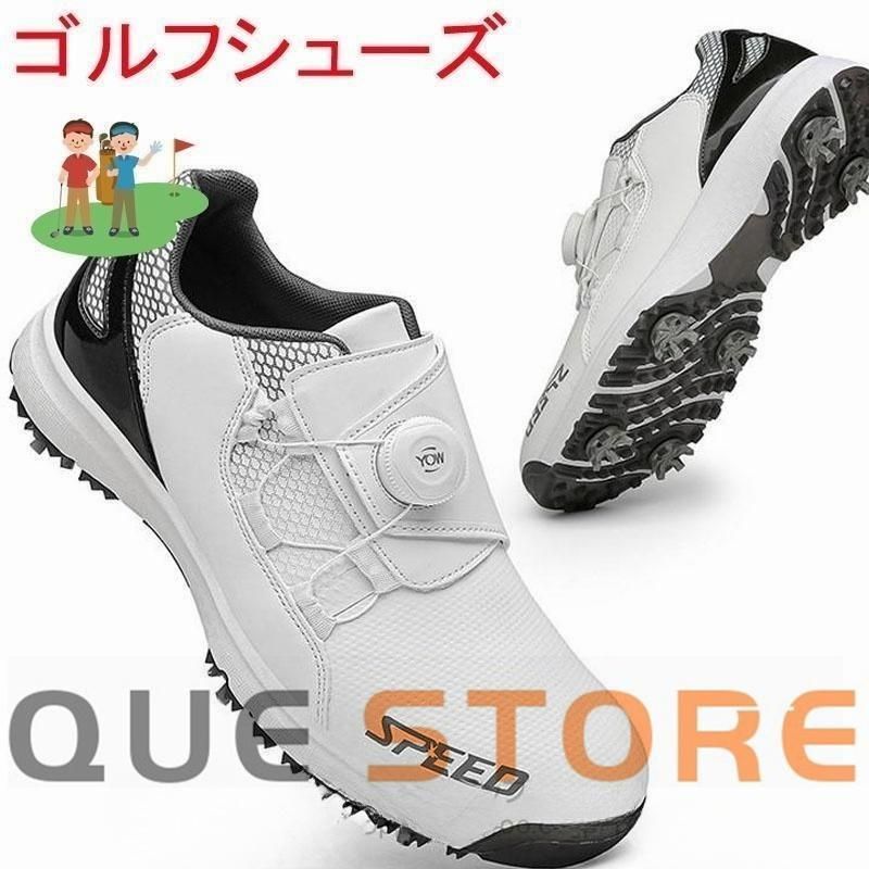 ゴルフシューズ メンズ レディース ダイヤル式 ソフトスパイク スパイク付き スパイク鋲 4E 幅広 フィット感 スニーカー シューズ 軽量 防