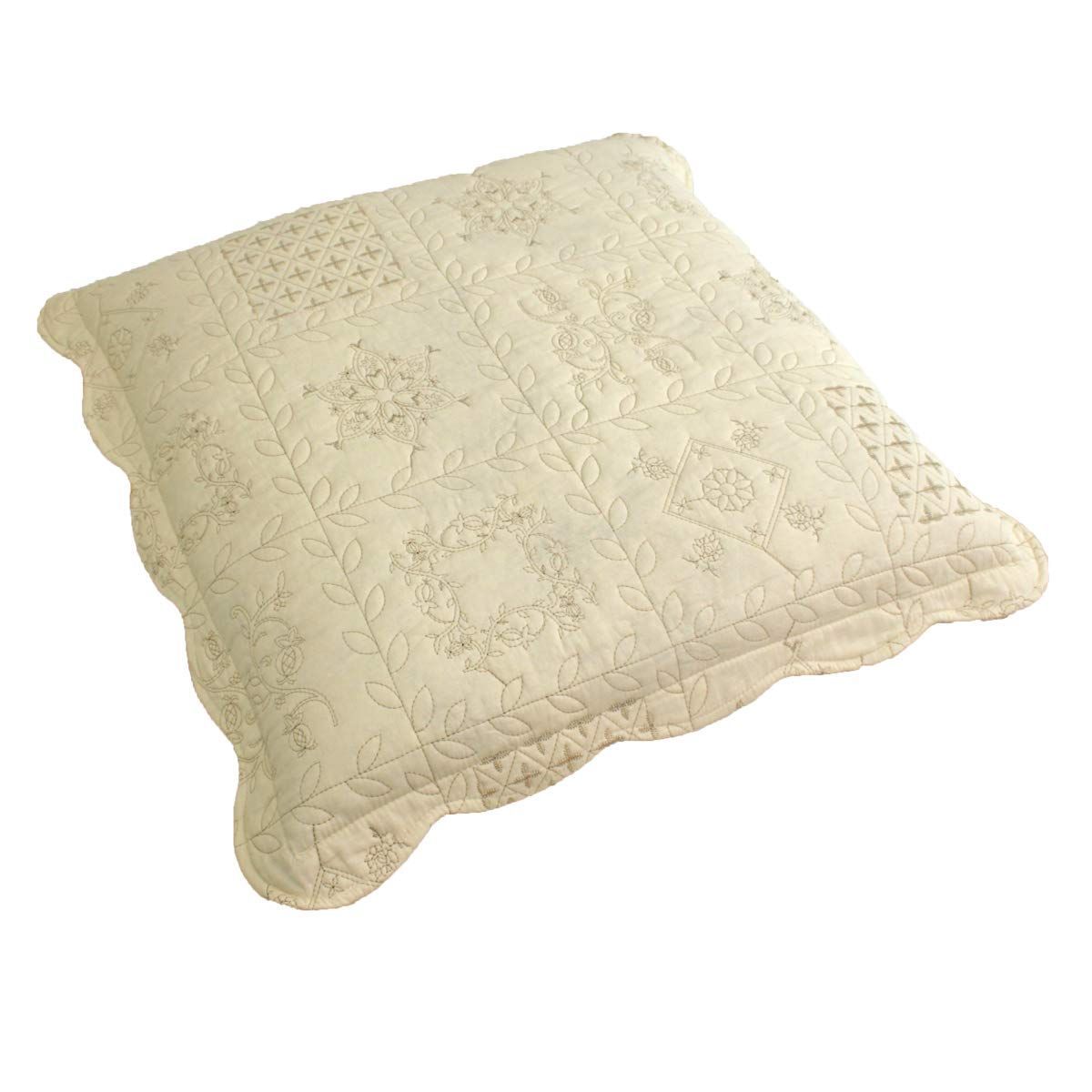 リヴェール 座布団カバー セット 55 59 cm 綿 ウォッシュキルト 水洗い キルティング ベージュ