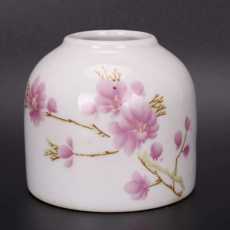 景徳鎮 磁器 桃花紋筆洗 水孟 書道具 文房具 現代工芸品 美術品