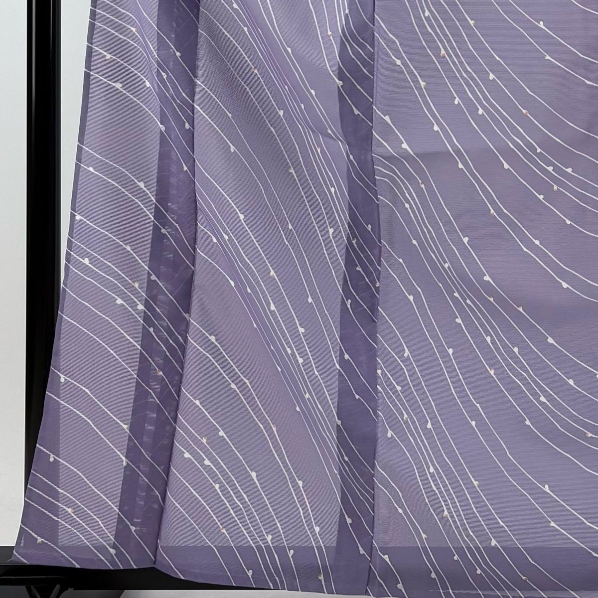 小紋 身丈162cm 裄丈66cm M 薄物 絽 洗える着物 蕾 薄紫 化繊 秀品
