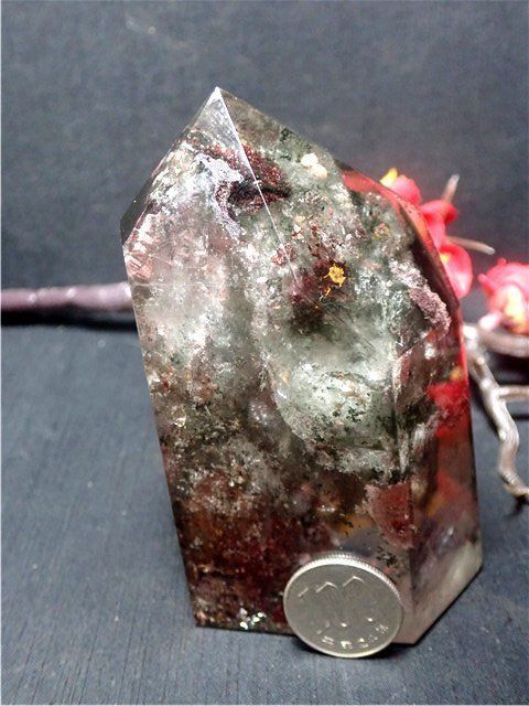 AAA級天然ガーデンクォーツ六角柱B79P2/191P13C