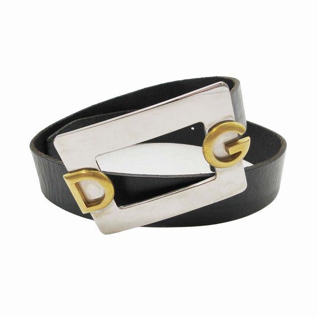 DOLCE&GABBANA ベルト 幅広 DG ゴールドバックル メンズベルト：レザー