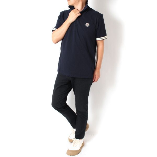 モンクレール MONCLER ワッペン 鹿の子ポロシャツ MONCLER モンクレール メンズ ラバーワッペン+ラインデザイン