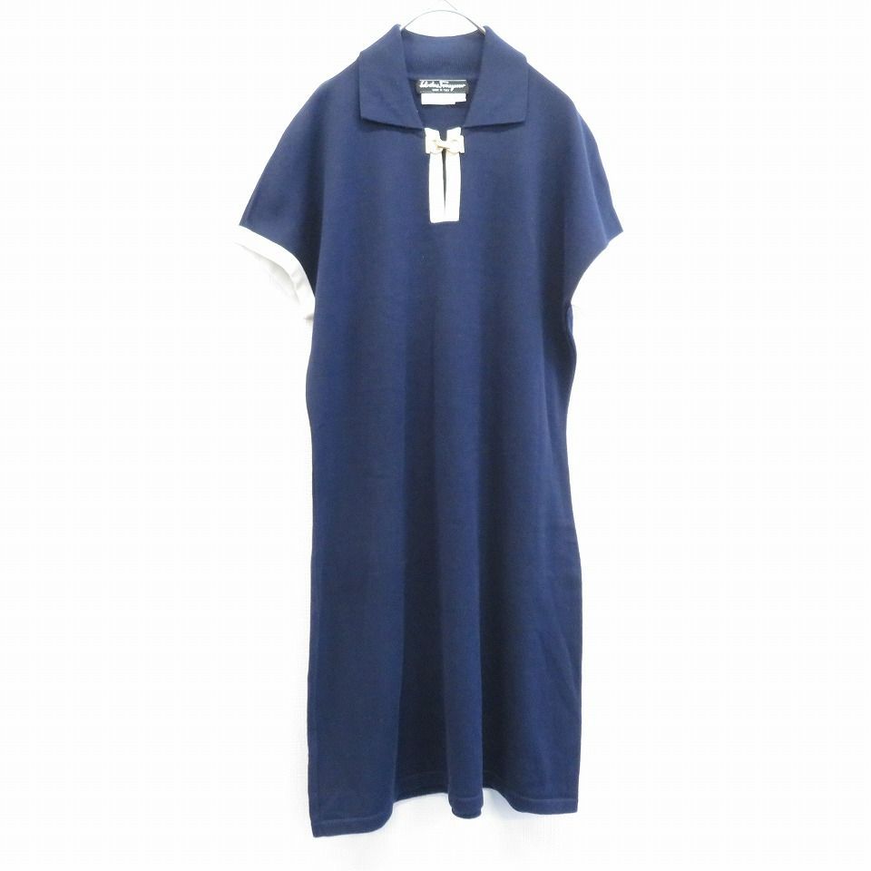 Ferragamo ダブル ガンチーニ ニットワンピース ポロ L相当 セール】 スタイルアップニット ワンピース （ドレス）｜UNFILO