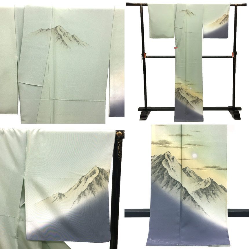 正絹　単衣　作家物　落款　上品な　訪問着　上質　パールトーン 正絹 単衣 作家物 落款 上品な 訪問着 上質 パールトーン 着物・浴衣