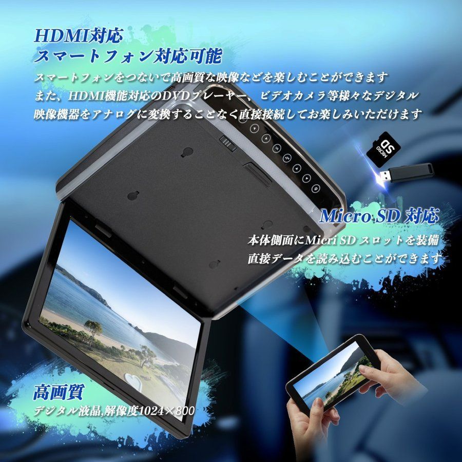 大画面15.6インチ フリップダウンモニター