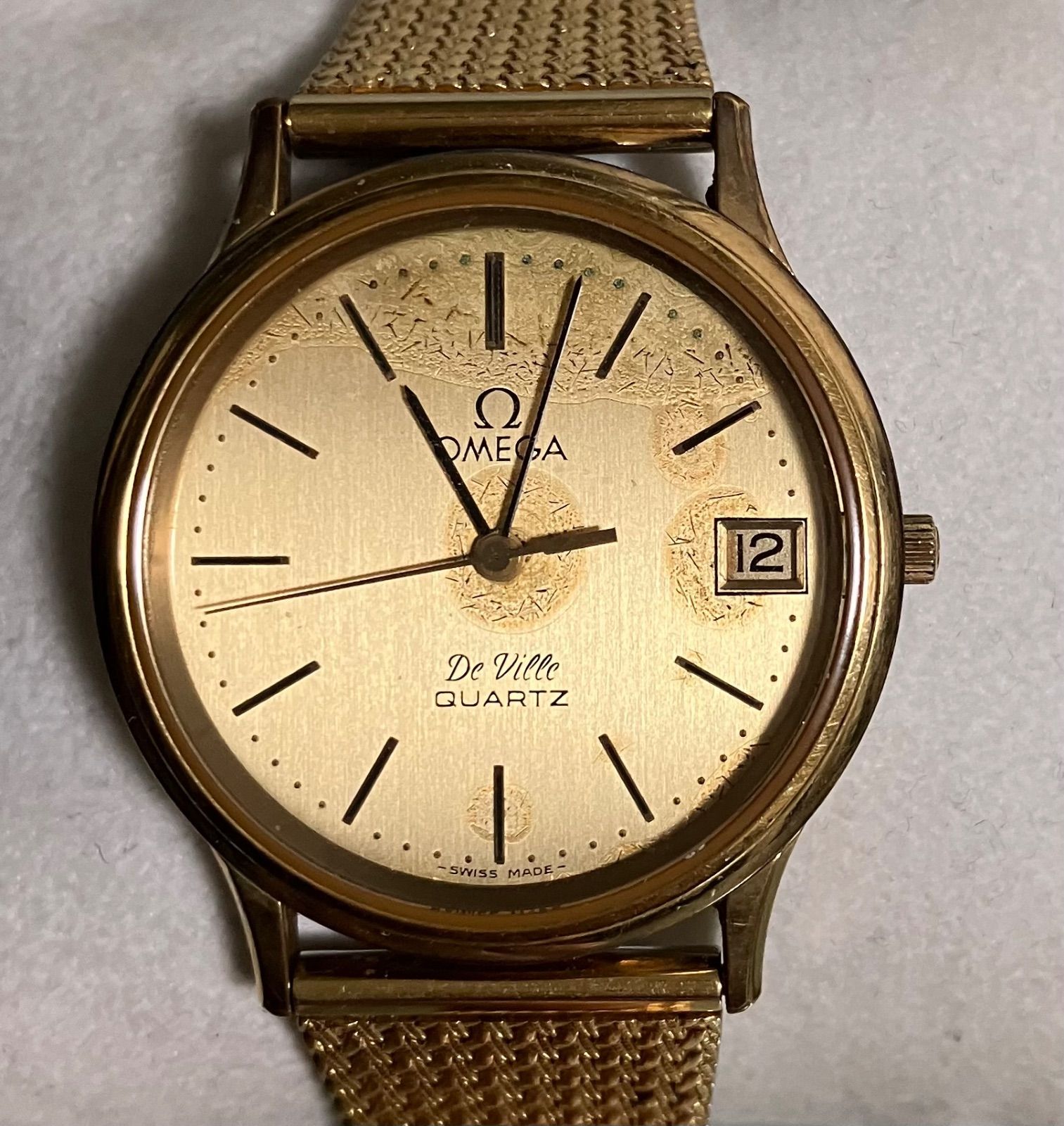 OMEGA ゴールド ブラックレザー 時計 YY】OMEGA De Ville オメガ