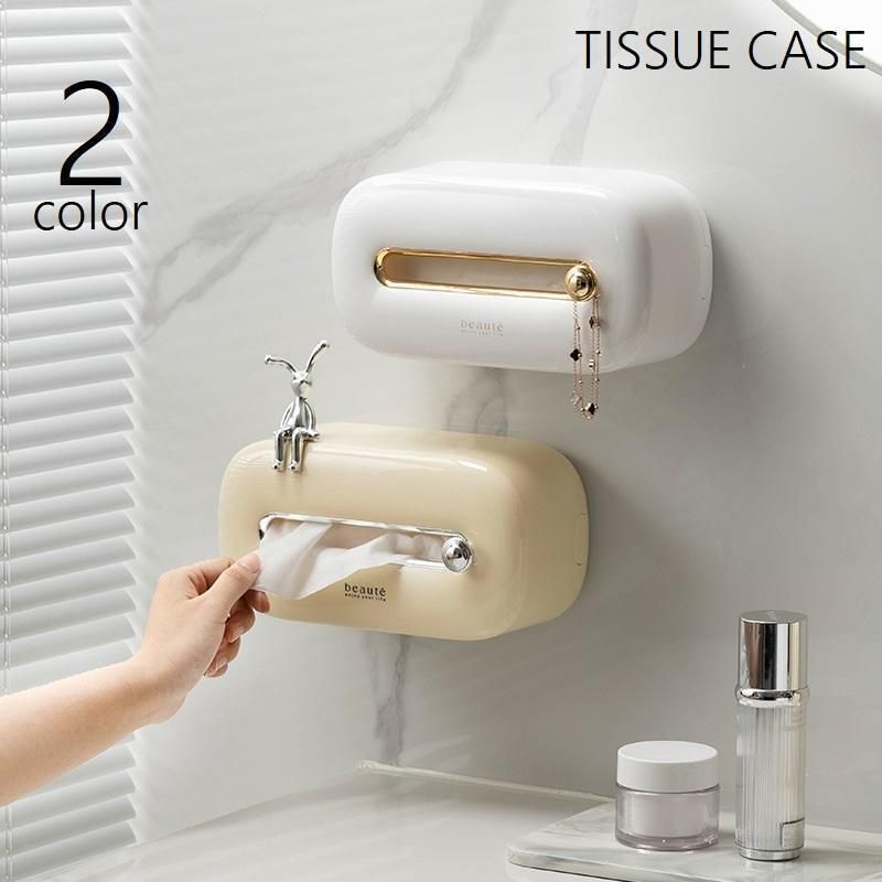 ティッシュケース ティッシュボックス 壁掛け ペーパータオルケース キッチンペーパーケース 貼り付け 日用品雑貨 フック 英字入り ロゴ入り おしゃれ