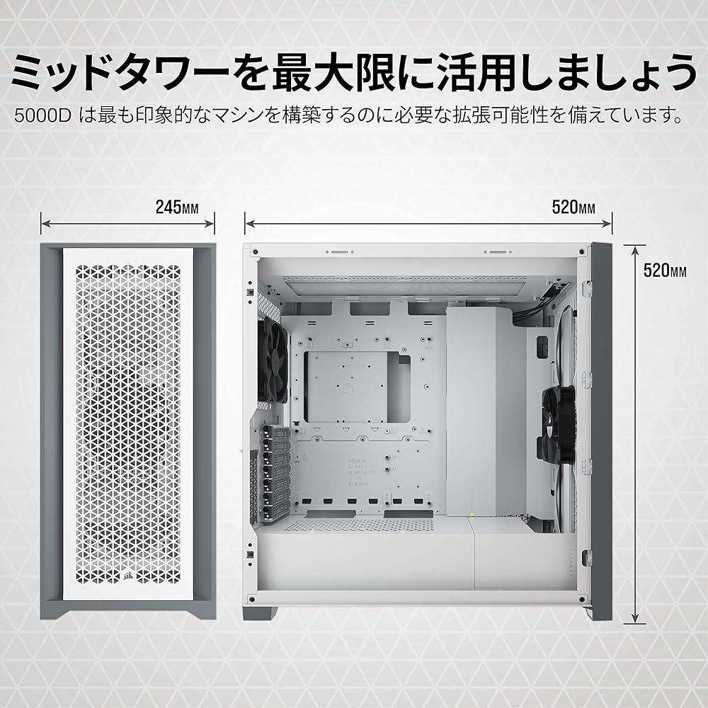 CORSAIR 5000D CC-9011211-WW ミドルタワー ATX PCケース ホワイト | エアフロー強化ガラス CHRISTIANNAURATH_COM_BR