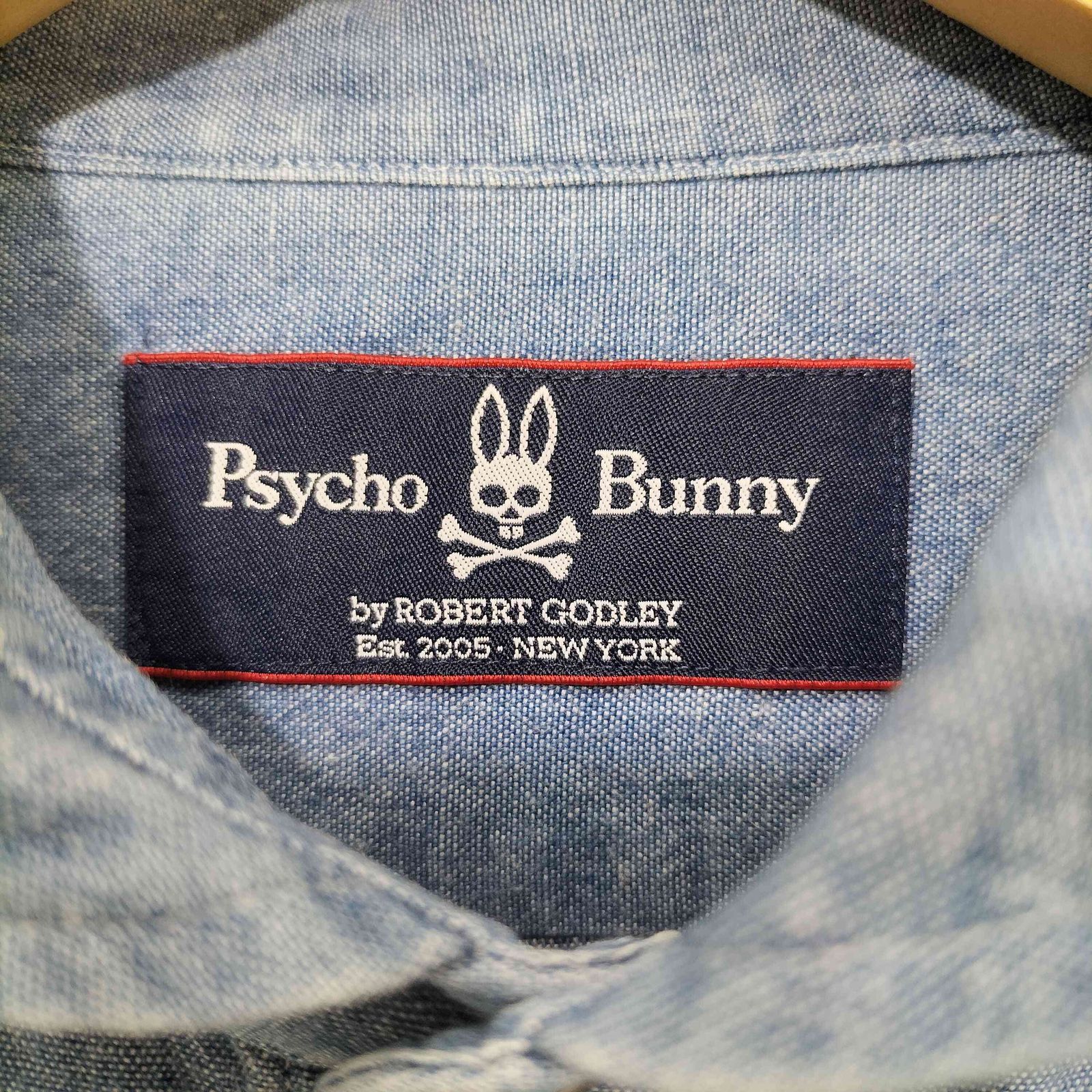 サイコバニー Psycho Bunny 柄切替デニムL/S シャツ メンズ M サイコバニー Psycho Bunny 柄切替デニムL/S シャツ メンズ M
