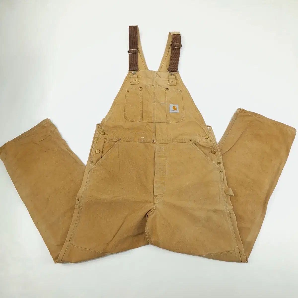 （ PA034 ） 38 Carhartt(カーハート) 茶色 オーバーオール デニム パンツ