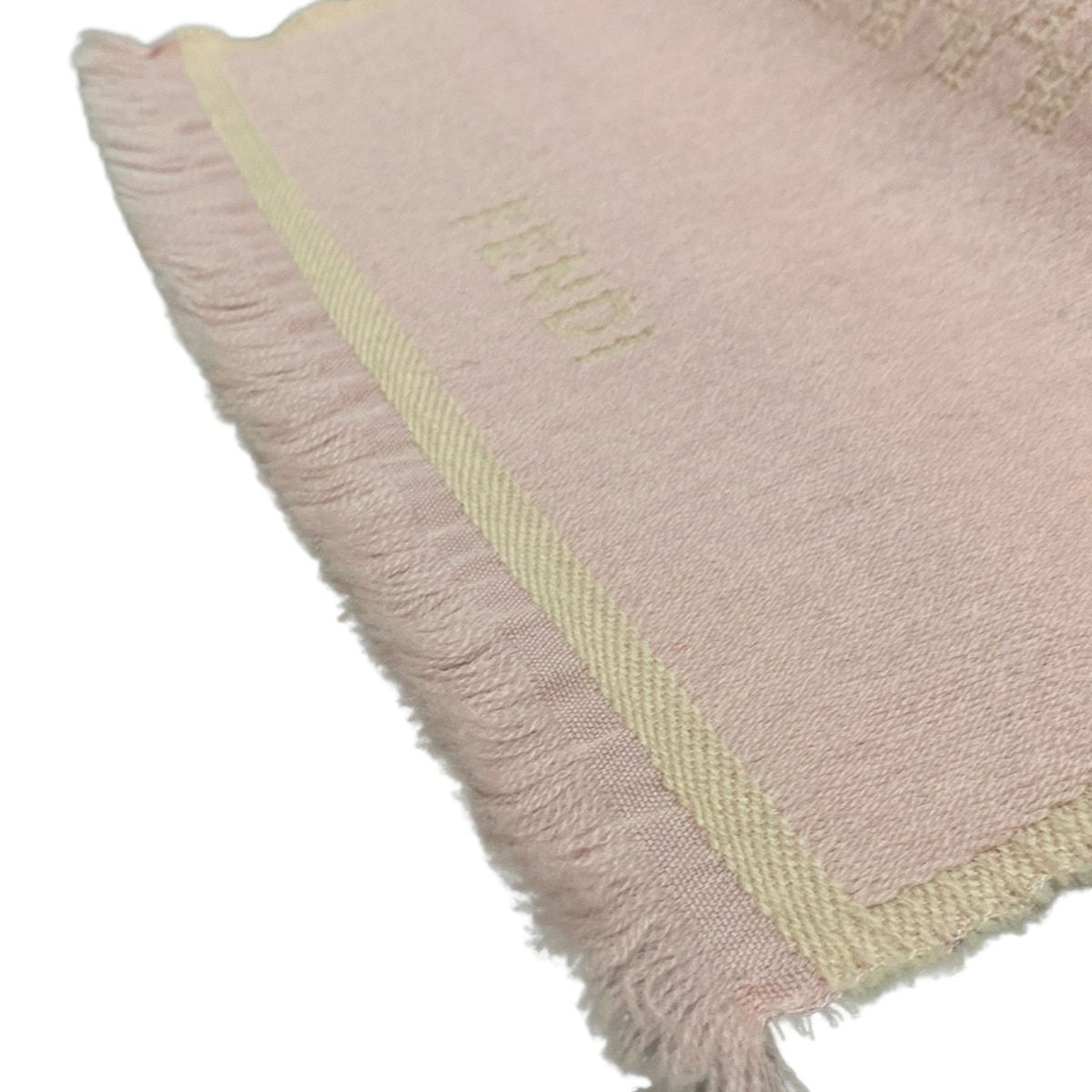 フェンディ☆FENDI 総柄 ズッカ柄 マフラー ピンク ラナウール100%