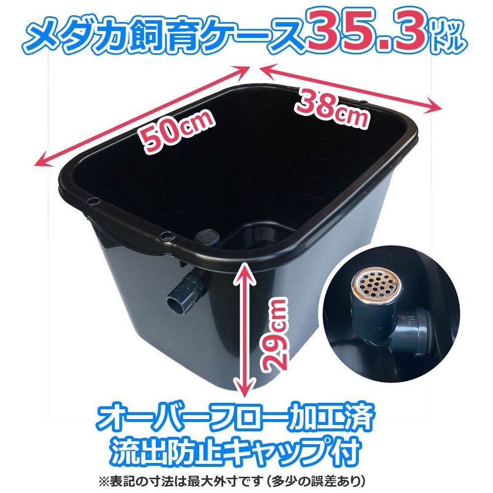 メダカ飼育ケース【35㍑黒x3個 オーバーフローキャップ付】めだか飼育容器 睡蓮 Amazon | 五色アクア メダカ飼育容器 35リットル 黒