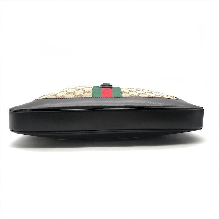 良品 GUCCI グッチ ジャッキー ハンド ワンショルダー バッグ シェリーライン GGキャンバス レザー ブラウン k2643 GUCCI - 良品 GUCCI グッチ ジャッキー ハンド ワンショルダー バッグ
