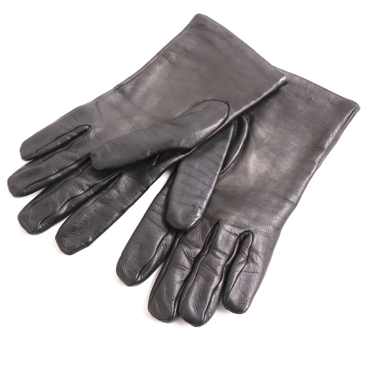 美品◇BALENCIAGA バレンシアガ BBロゴ刻印入り ラムレザー グローブ