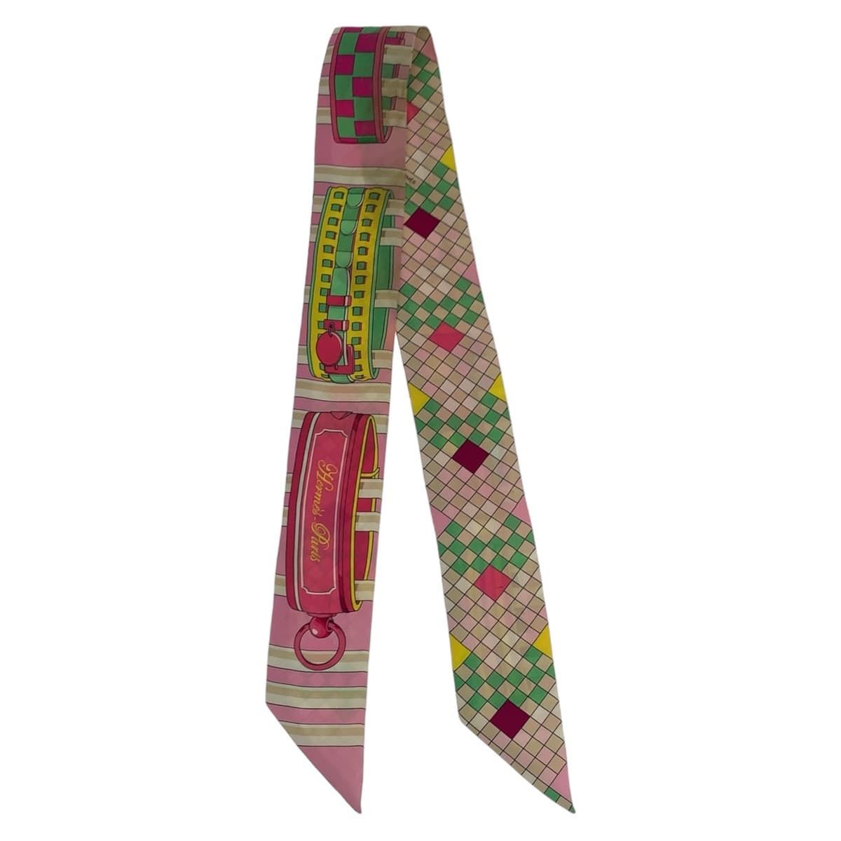 極美品✨️エルメス ツイリー Twilly コリエドシアン リミックス ピンク系 HERMES エルメス ツイリー コリエドシアン リミックス ピンク