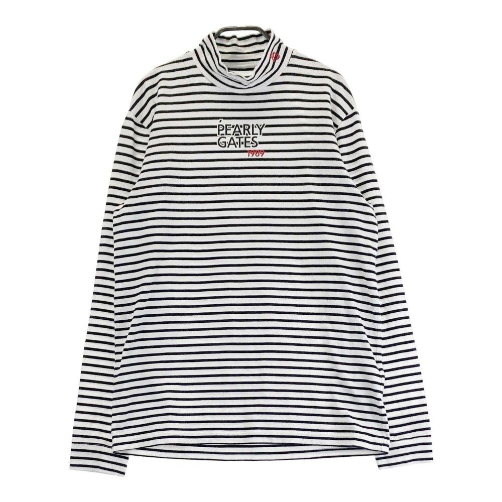 サイズ 7 PEARLY GATES パーリーゲイツ 2025年モデル ハイネック 長袖Tシャツ ボーダー柄 ホワイト系 240101351182 ゴルフウェア メンズ ストスト