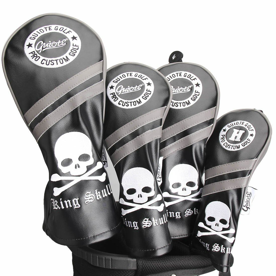 Skull-Black Guiote ゴルフヘッドカバー Golf head covers クラブ ...