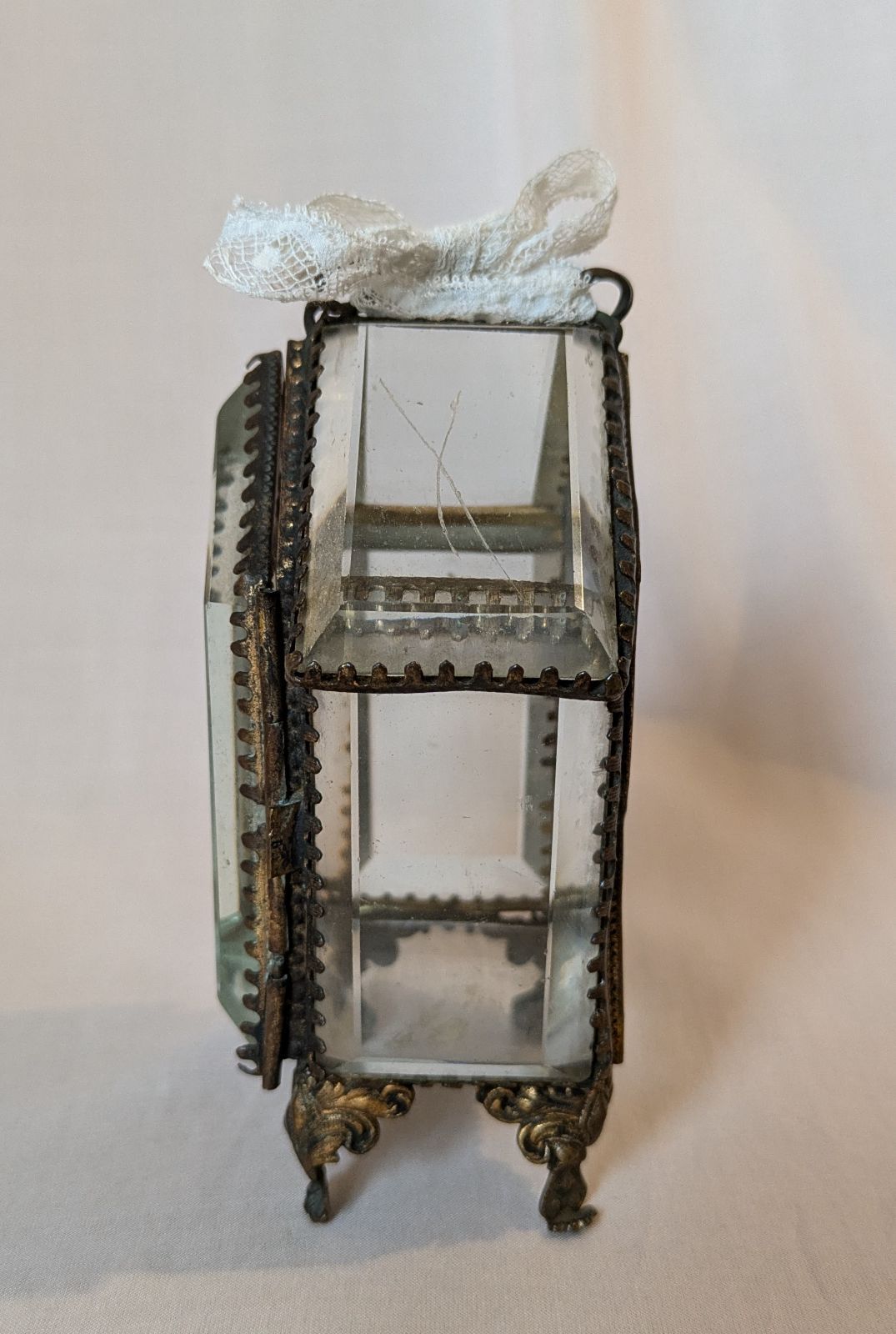 【難あり】ベベルガラスジュエリーボックスアクセサリーケース　フランスアンティーク ベベルガラスジュエリーボックスS アクセサリーケース フランス