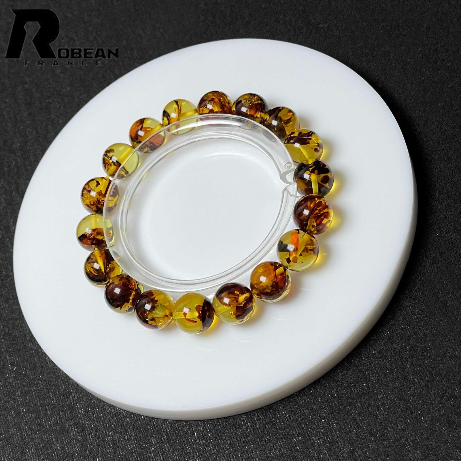 10 OFFクーポン配布中 EU製 定価9万円 ROBEAN ゴールデンアンバー 琥珀 ブレスレット パワーストーン 天然石 お守り プレゼント2 10.8-11.1mm M1007611