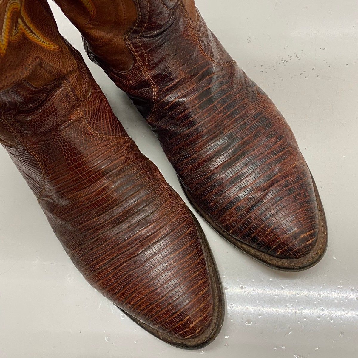 トニーラマ Tony Lama Lizard Cowboy Western Boots メンズ靴 ブーツ ウエスタン ブラウン 9 1|2サイズ 201-shoes1466 VB WWW_MORNINGWALKER_COM