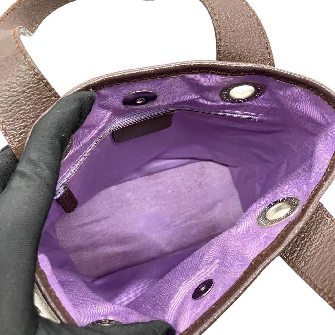 良品 2065 BVLGARI ハンドバッグ ロゴマニア ブラウン - メルカリ