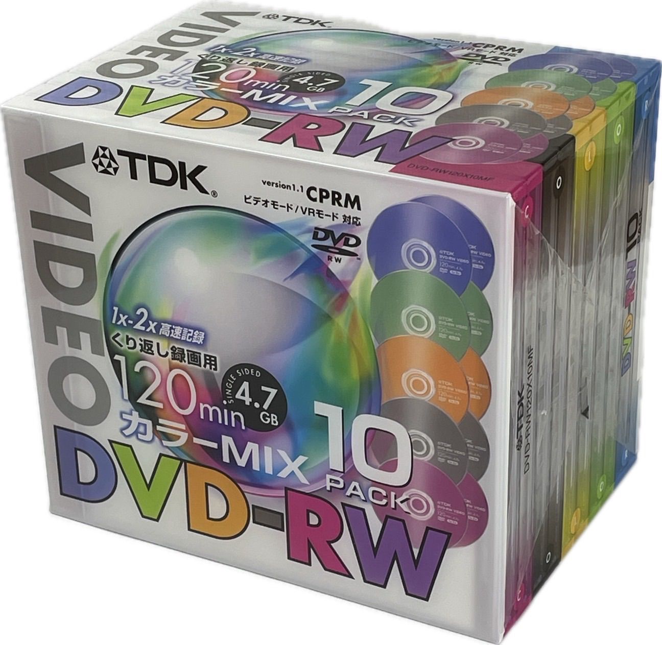 TDK DVD-RW録画用 1~2倍速対応カラーミックス 10mm厚ケース入り10枚パック [DVD-RW120X10MF] - メルカリ