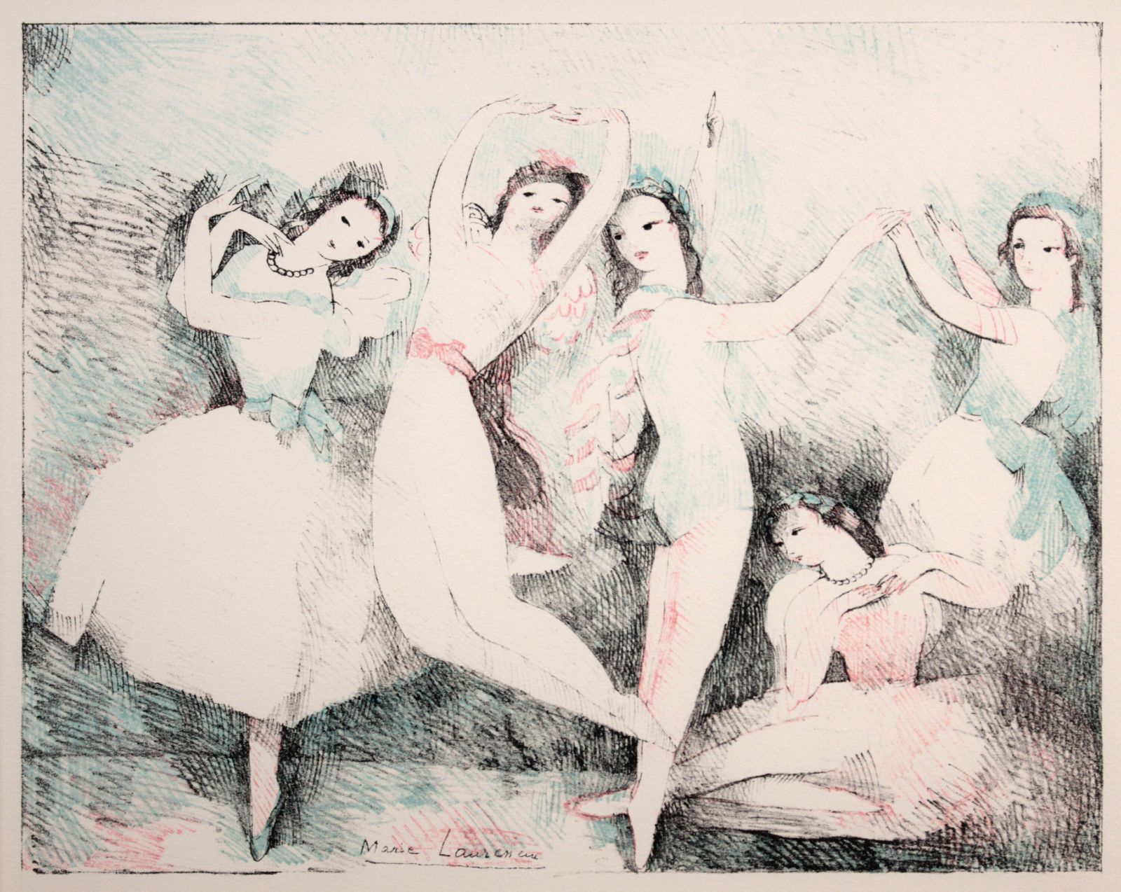 マリー・ローランサン　リトグラフ　踊りの祝典 マリー・ローランサン『踊りの祝典』リトグラフ【真作保証】 絵画