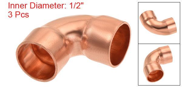 uxcell 90度エルボ銅パイプ継手 ろう付け接続 HVAC冷却装置用