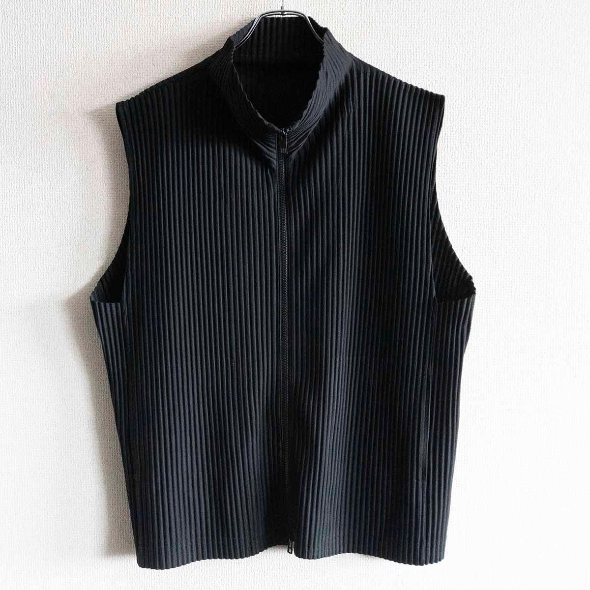 美品】 HOMME PLISSE ISSEY MIYAKE【プリーツ ジップ ベスト】ブラック 