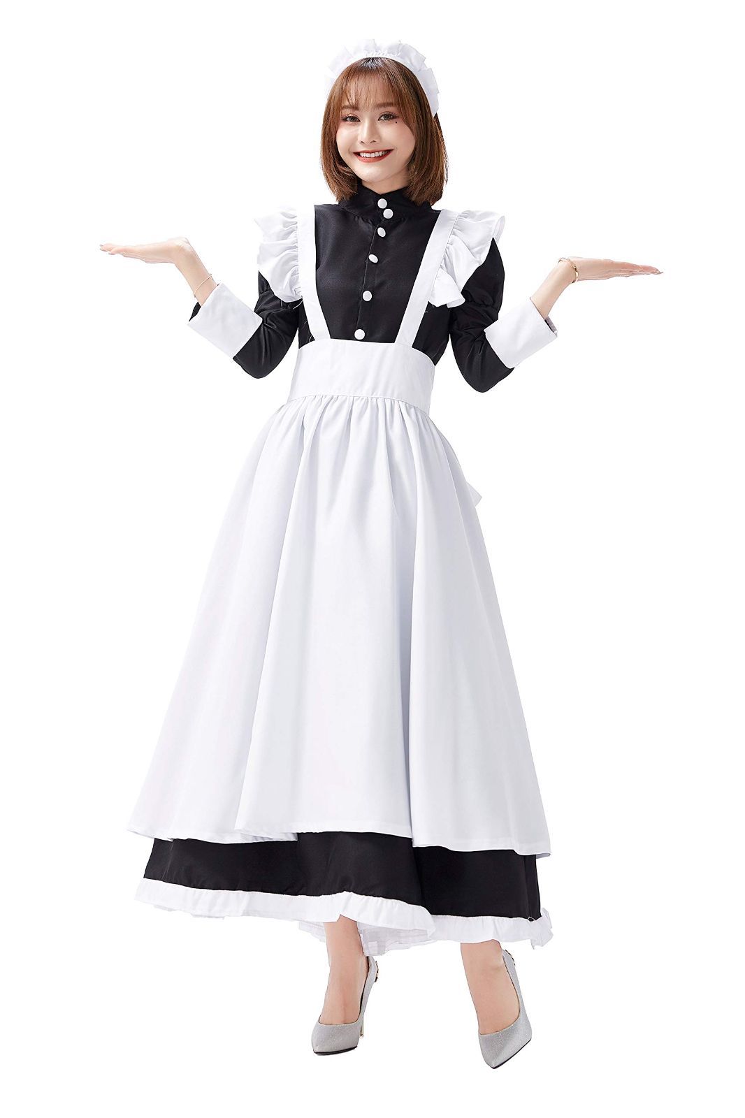 メイド服 コスプレ 長袖 ロング ワンピース 可愛い クラシカル