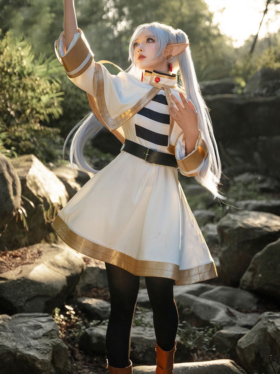 葬送のフリーレン コスプレ 衣装 フリーレン 仮装 耳付き 魔法使 コスプレ 服 変装 Cosplay コスチューム 制服 男女兼用 ハロウィン クリスマス 大人 アニメ イベント 学園祭 文化祭 人気 アニメ 周辺 グッズ 漫遊展 超かわいい