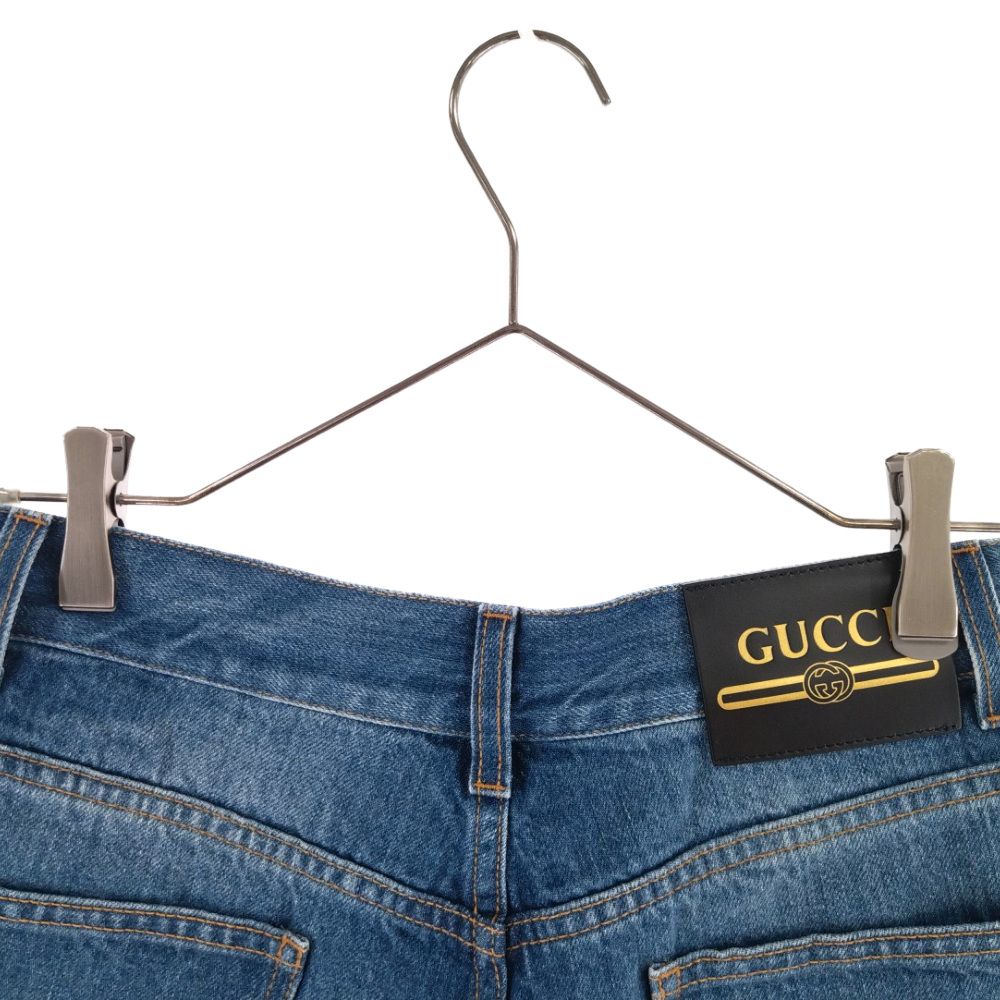 GUCCI (グッチ) ×Disney DonaldDac Patch Short Denim Pants ×ディズニー  ドナルドダックワッペンショートデニムパンツ レディース ブルー