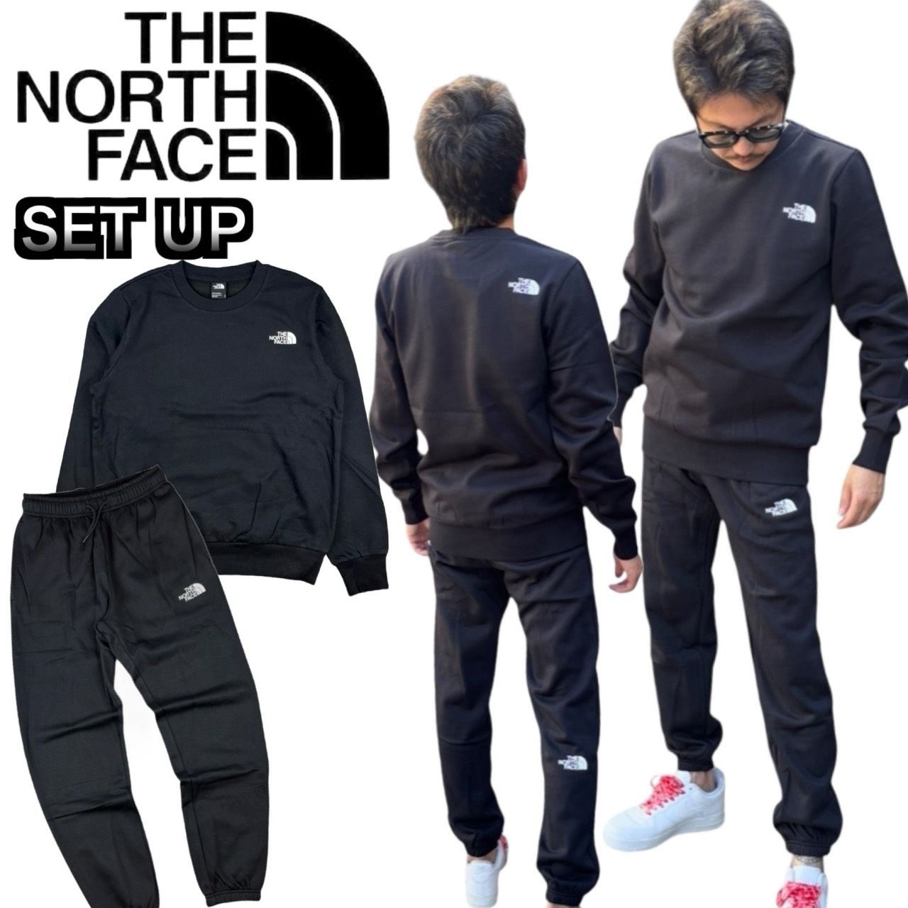 ザ ノースフェイス セットアップ NF0A89FB|NF0A8C1W ブラック トレーナー 上下 ボトムス ジョガーパンツ 部屋着 メンズ 2点セット ロゴ 裏起毛 THE NORTH FACE 正規品 ♥品