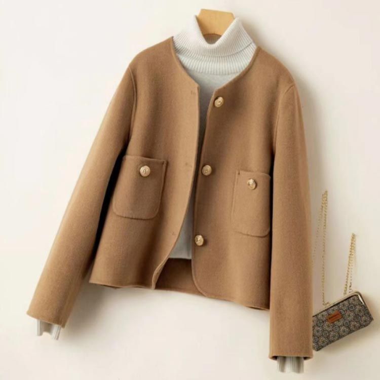 ビンテージ　ニット　ジャケット　ピュアウール　コート　トップス　羽織り　ウール セール】 ウールカシミヤビーバー ノーカラー コート （その他