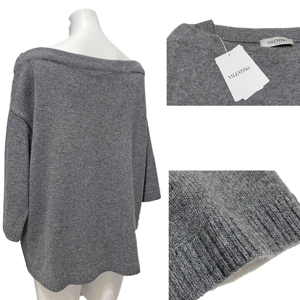 【未使用に近い】ヴァレンティノ　カシミヤ100% セーター　ニット　グレー 未使用に近い】ヴァレンティノカシミヤ100% セーターニットグレー