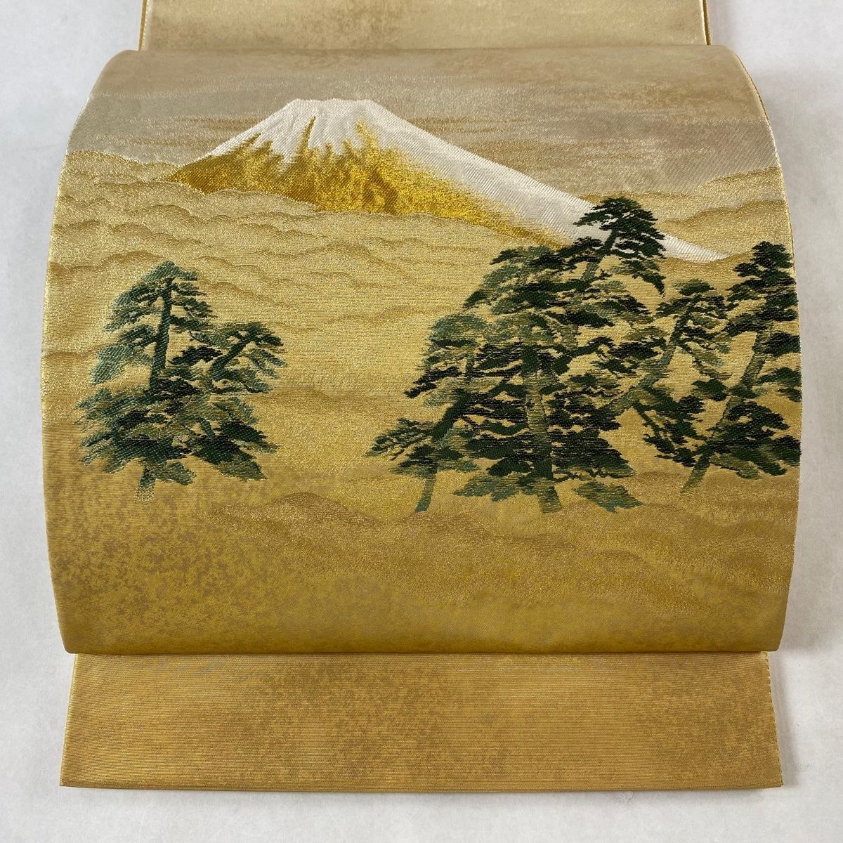 丸帯 美品 名品 桃山扇面屏風文 過酷 御所車 金糸 プラチナ本金箔 金色  