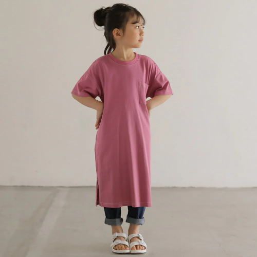 【未使用品】45R 赤 カットソーワンピース 半袖 新品未着用 未使用 [T2] ティーツー ステッチデザインワンピース T