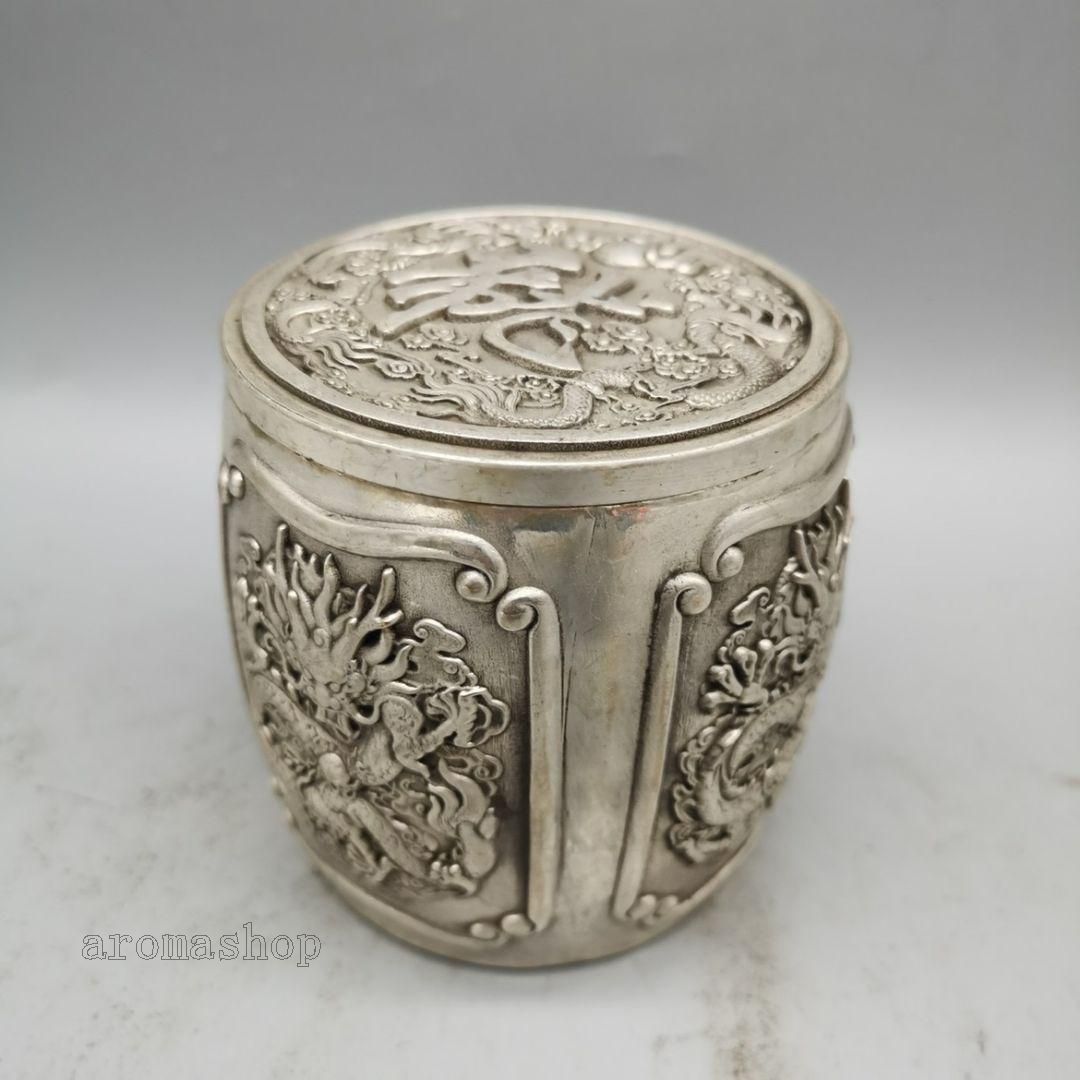 銅製 福字竜紋茶壺 茶桶 茶道具 香道具 装飾品 工芸品 置物