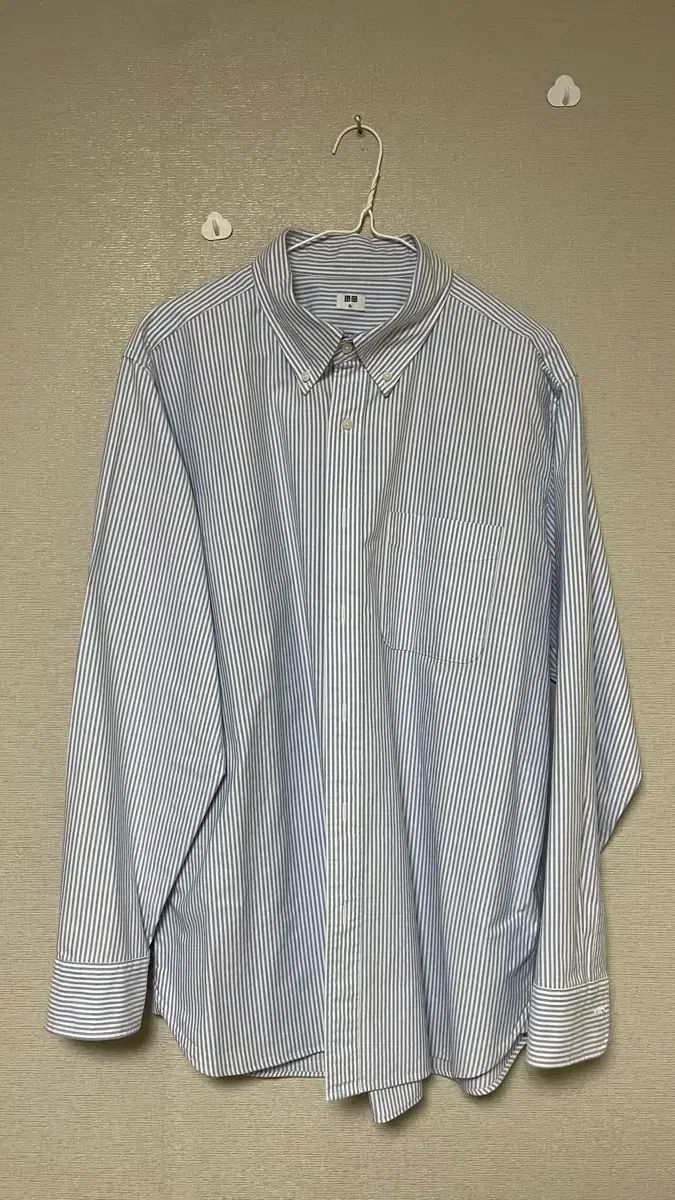 UNIQLO ユニクロ オックスフォード ストライプ 青 シャツ XL