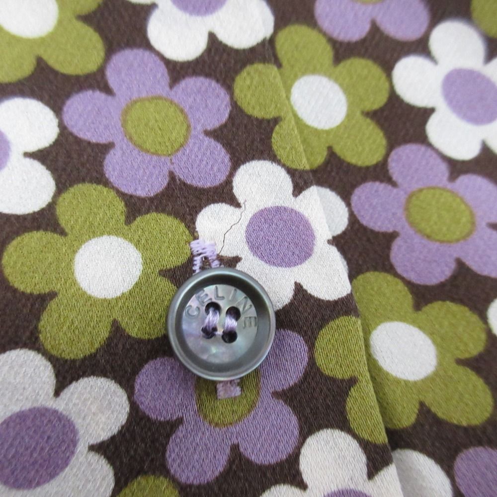 CELINE セリーヌ フラワープリント シルク シャツ サイズ38 パープル  